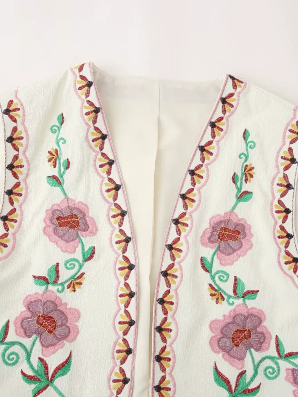 Embroidered Cardigan Vest for Women Open Front Sleeveless